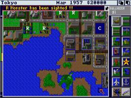 In game image of Sim City on the Commodore Amiga.