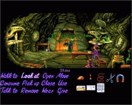 In game image of Simon the Sorcerer II: The Lion, the Wizard and the Wardrobe on the Commodore Amiga.