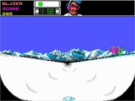 In game image of Ski or Die on the Commodore Amiga.