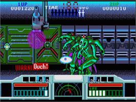 In game image of Space Gun on the Commodore Amiga.