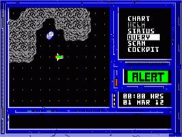 In game image of Space Rogue on the Commodore Amiga.