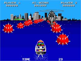 In game image of Speedboat Assassins on the Commodore Amiga.