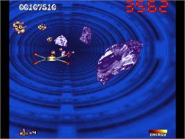 In game image of Star Dust on the Commodore Amiga.