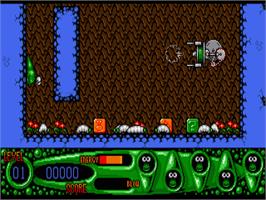 In game image of Steg the Slug on the Commodore Amiga.