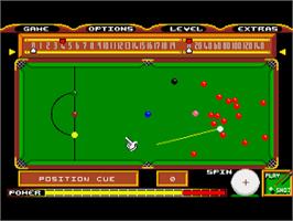 In game image of Steve Davis World Snooker on the Commodore Amiga.
