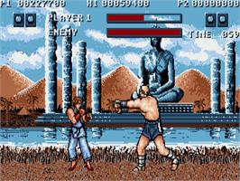 In game image of Street Fighter on the Commodore Amiga.