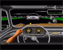 In game image of Street Rod 2: The Next Generation on the Commodore Amiga.