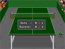 In game image of Table Tennis Simulation on the Commodore Amiga.