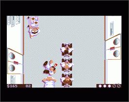 In game image of Three Stooges on the Commodore Amiga.