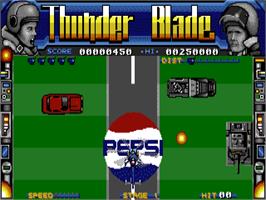 In game image of Thunder Blade on the Commodore Amiga.