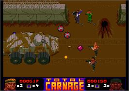 In game image of Total Carnage on the Commodore Amiga.