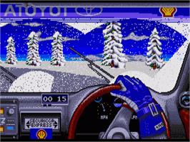 In game image of Toyota Celica GT Rally on the Commodore Amiga.