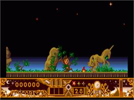 In game image of TwinWorld: Land of Vision on the Commodore Amiga.