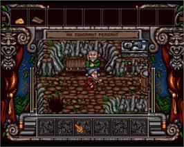 In game image of Valhalla and the Fortress of Eve on the Commodore Amiga.