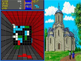 In game image of Welltris on the Commodore Amiga.