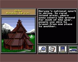 In game image of Where in Europe is Carmen Sandiego on the Commodore Amiga.