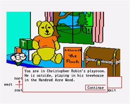 In game image of Winnie the Pooh in the Hundred Acre Wood on the Commodore Amiga.