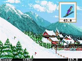In game image of Winter Games on the Commodore Amiga.
