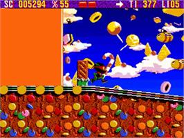 In game image of Zool on the Commodore Amiga.