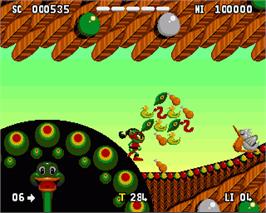 In game image of Zool 2 on the Commodore Amiga.