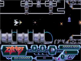 In game image of Zynaps on the Commodore Amiga.