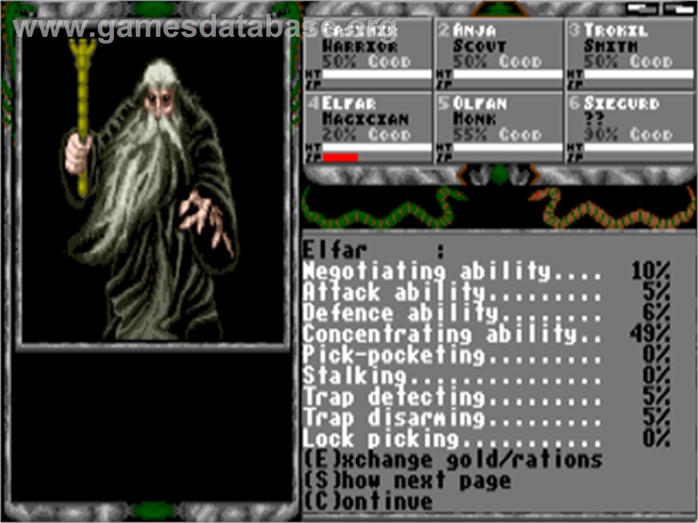 Legend of Faerghail - Commodore Amiga - Artwork - In Game