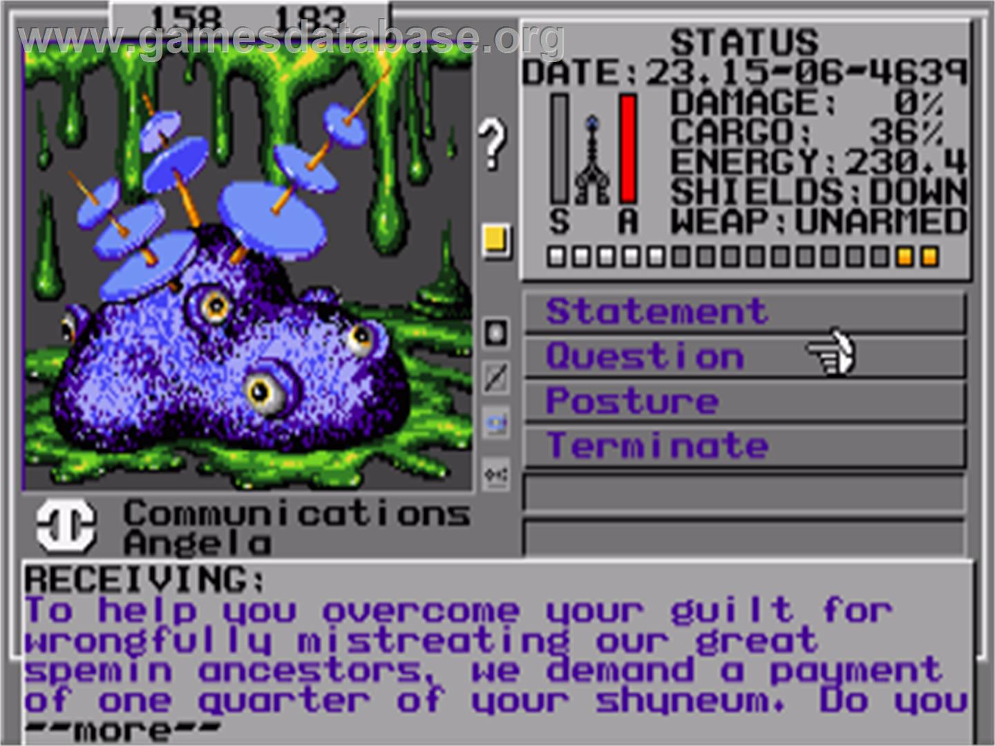 Starflight 2: Trade Routes of the Cloud Nebula - Commodore Amiga - Artwork - In Game