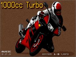 Title screen of 1000cc Turbo on the Commodore Amiga.