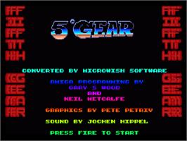 Title screen of 5th Gear on the Commodore Amiga.