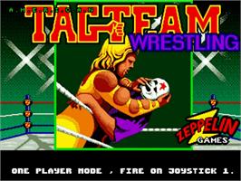 Title screen of American Tag Team Wrestling on the Commodore Amiga.