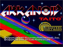 Title screen of Arkanoid on the Commodore Amiga.