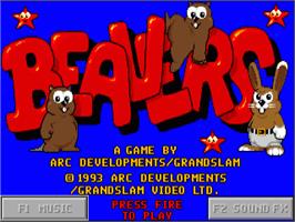 Title screen of Beavers on the Commodore Amiga.