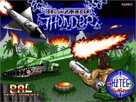 Title screen of Blazing Thunder on the Commodore Amiga.