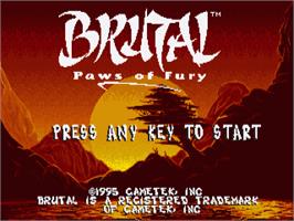 Title screen of Brutal: Paws of Fury on the Commodore Amiga.
