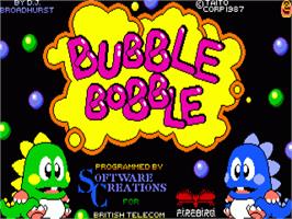 Title screen of Bubble Bobble on the Commodore Amiga.