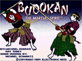 Title screen of Budokan: The Martial Spirit on the Commodore Amiga.