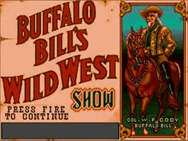 Title screen of Buffalo Bill's Wild West Show on the Commodore Amiga.