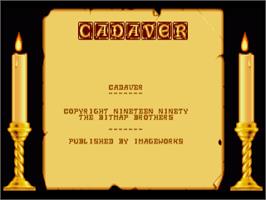 Title screen of Cadaver: The Payoff on the Commodore Amiga.