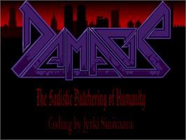 Title screen of Damage: The Sadistic Butchering of Humanity on the Commodore Amiga.