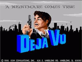 Title screen of Deja Vu: A Nightmare Comes True on the Commodore Amiga.