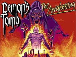 Title screen of Demon's Tomb: The Awakening on the Commodore Amiga.