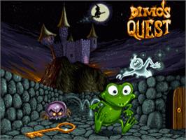 Title screen of Dimo's Quest on the Commodore Amiga.