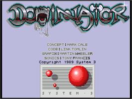 Title screen of Dominator on the Commodore Amiga.