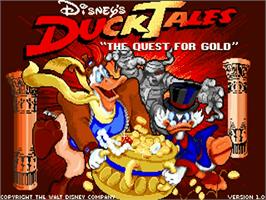 Title screen of Duck Tales: The Quest for Gold on the Commodore Amiga.