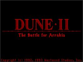 Title screen of Dune 2 on the Commodore Amiga.
