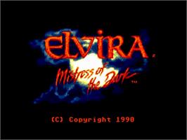 Title screen of Elvira: Mistress of the Dark on the Commodore Amiga.