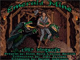 Title screen of Emerald Mine on the Commodore Amiga.