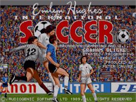 Title screen of Emlyn Hughes International Soccer on the Commodore Amiga.