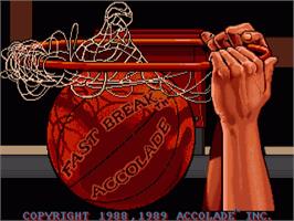 Title screen of Fast Break on the Commodore Amiga.