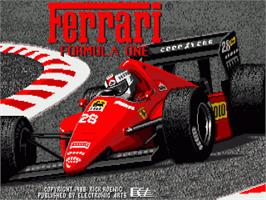 Title screen of Ferrari Formula One on the Commodore Amiga.